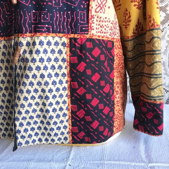 Patchwork Cotton Loose Fitting Boho Top 44 Bust - Picture 7 of 8